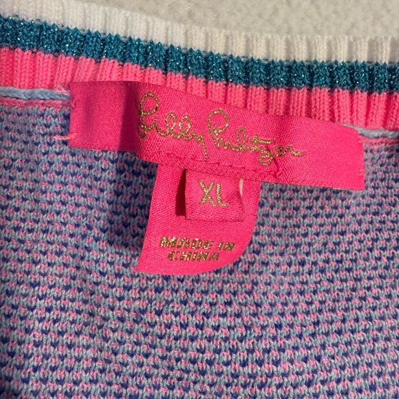Lilly Pulitzer Ravello Blue Perfect Match Intarsia Vivie Sweater XL - Picture 9 of 10